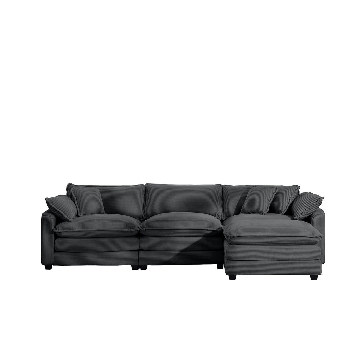 Modular Oversized Cushion Sofa With Ottoman, Low Back, Deep Seating Sofa Set