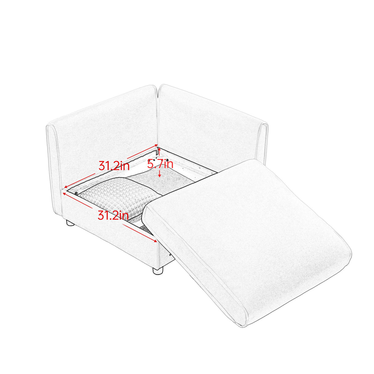 Stylish Sofa With Storage Seat And Cylindrical Backrest