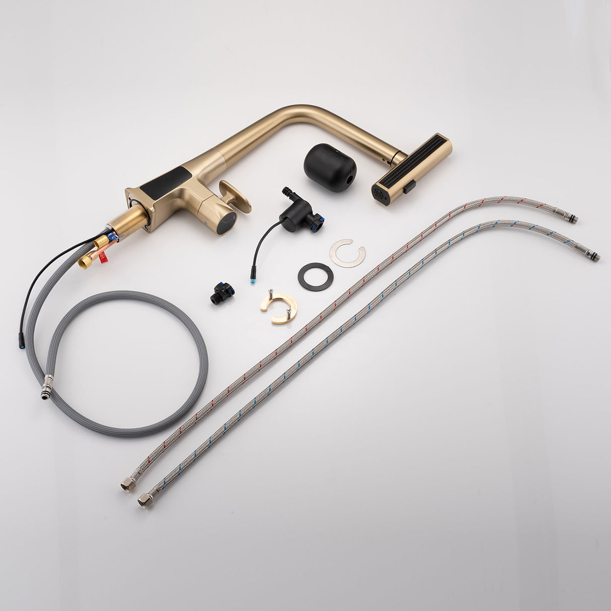 Waterfall Kitchen Faucet With Temperature Display And Pull Down Sprayer