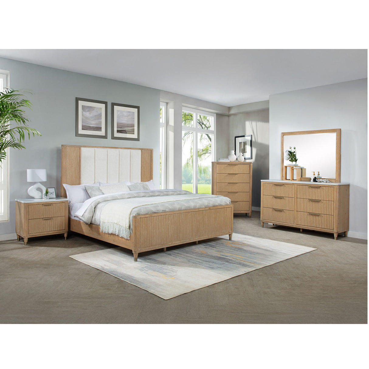 6 Drawers Dresser With Accented Hardware - Natural Wood