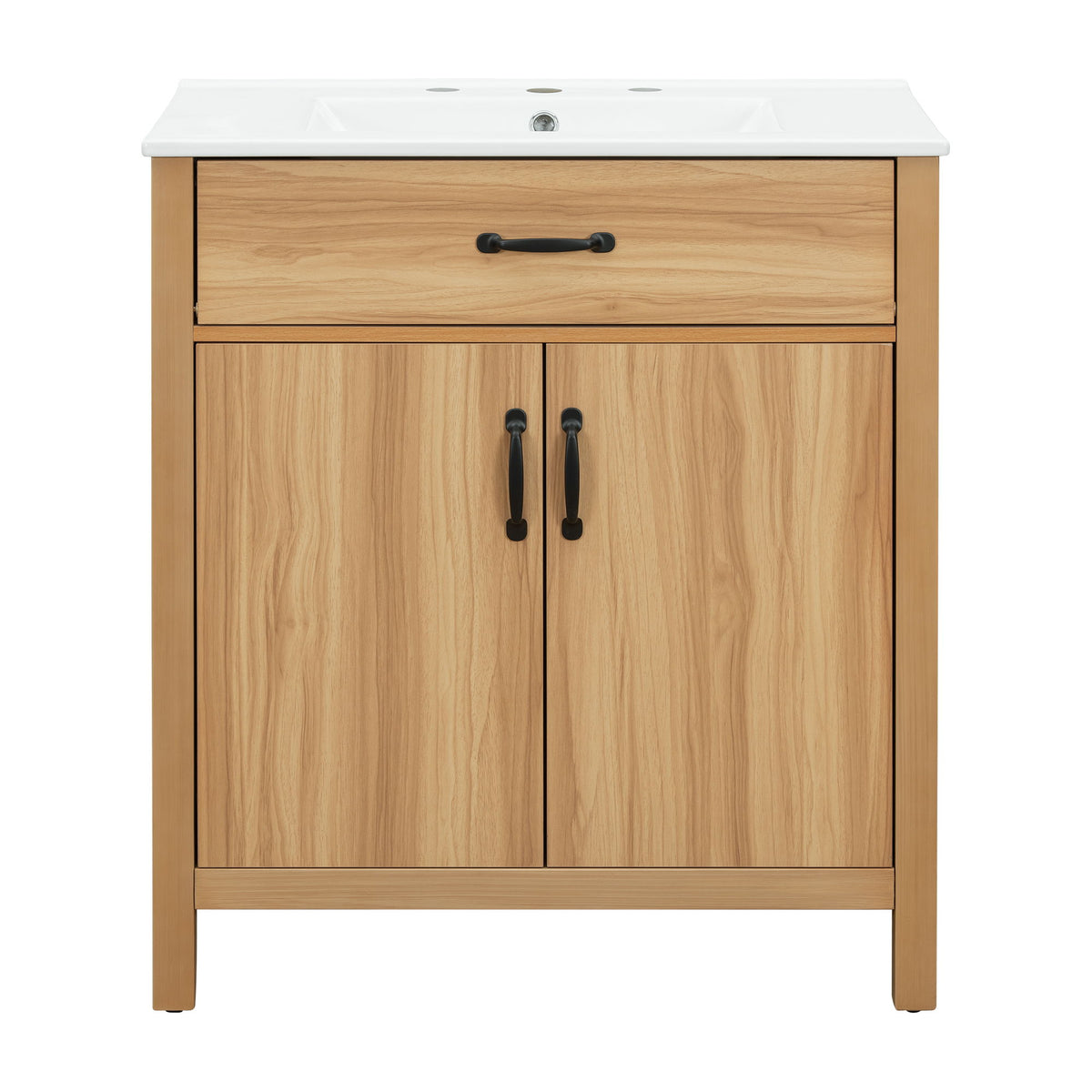 Bathroom Vanity With Flip Drawer, 2 Soft Close Doors, Adjustable Shelf And Ceramic Sink
