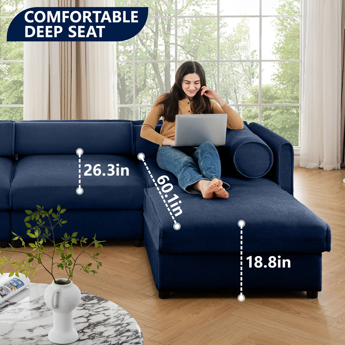 Stylish Sofa With Storage Seat And Cylindrical Backrest