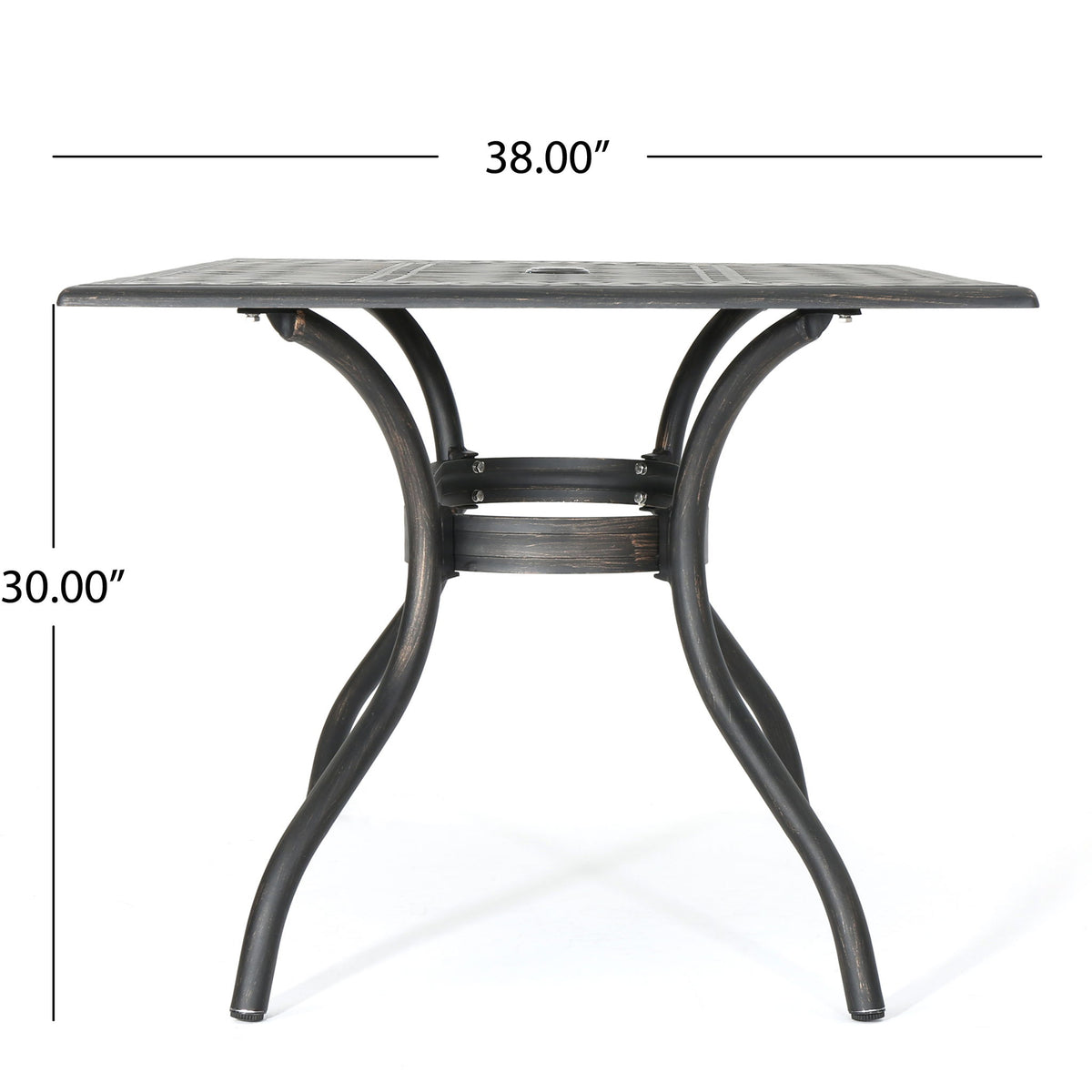 Enchantia - Outdoor Rectangular Dining Table With Weave Tabletop And Flared Legs - Copper
