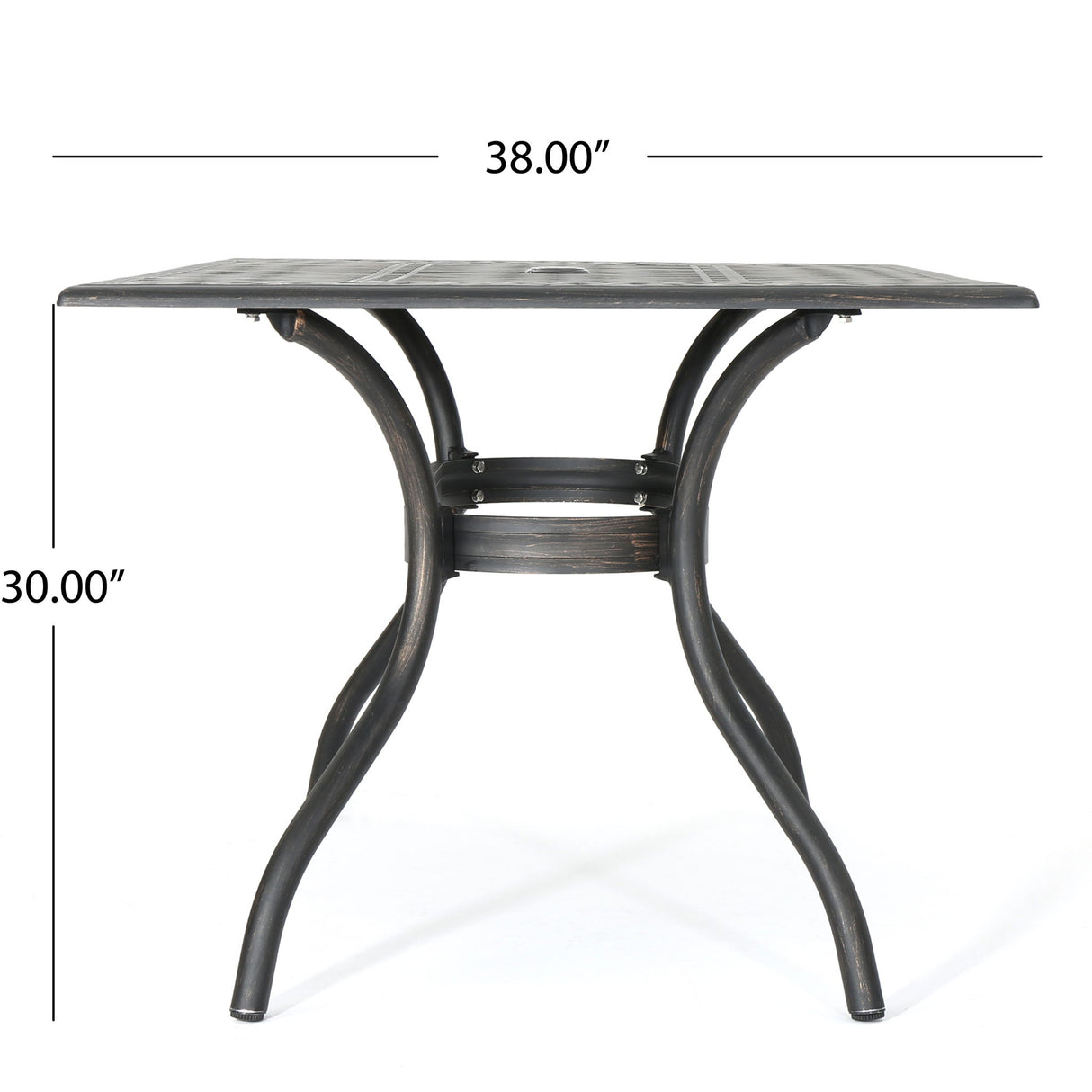 Enchantia - Outdoor Rectangular Dining Table With Weave Tabletop And Flared Legs - Copper