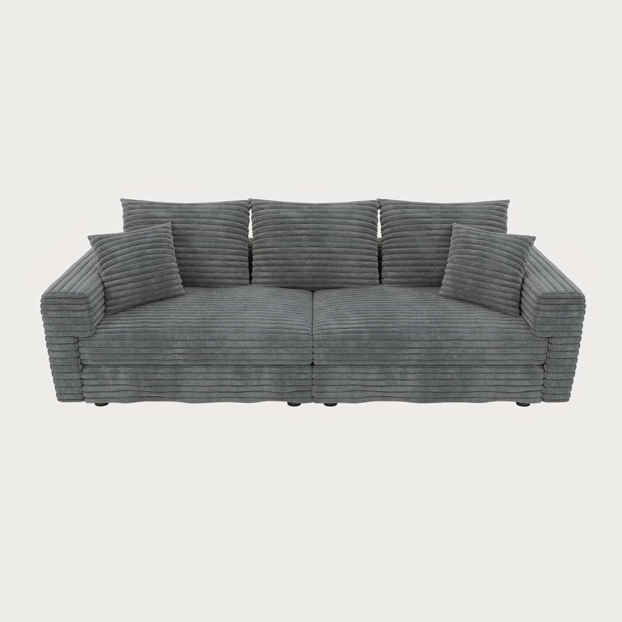 Deep Seat Convertible Sofa With Soft Pillows And Ottomans