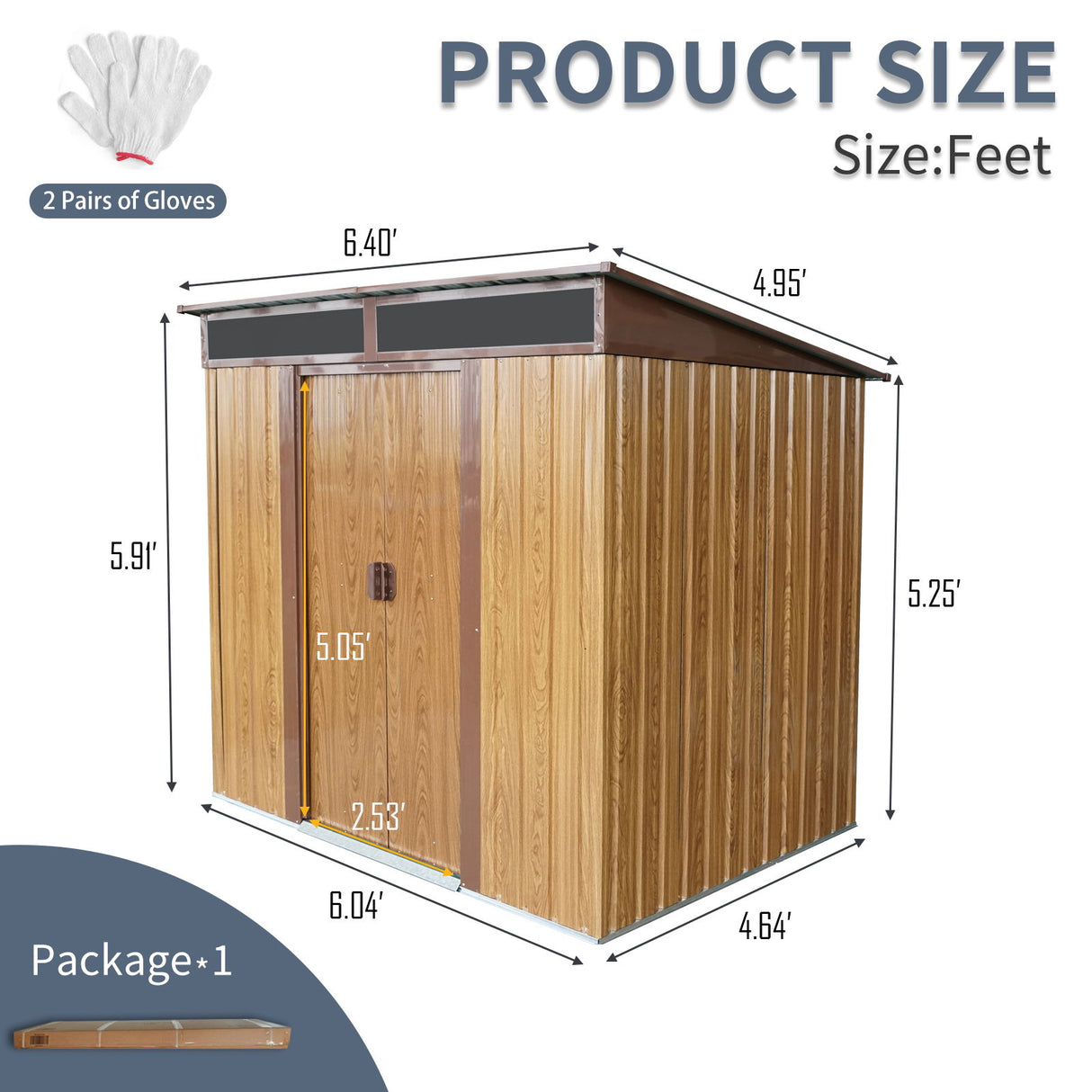 Outdoor Metal Storage Shed Garden Building with Sliding Doors and Foundation