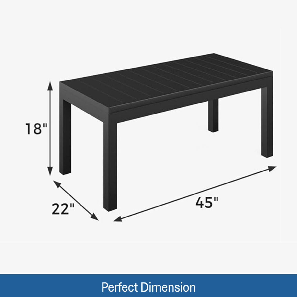 5 Seat Outdoor Patio Furniture Set, Thick Cushions & Coffee Table - Black / Gray