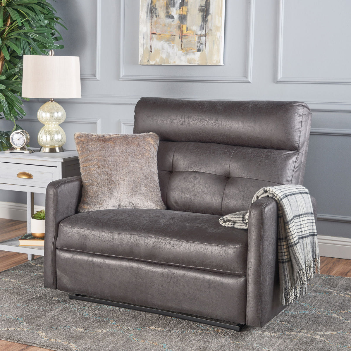 Alma - Contemporary Upholstered Loveseat Recliner - Slate