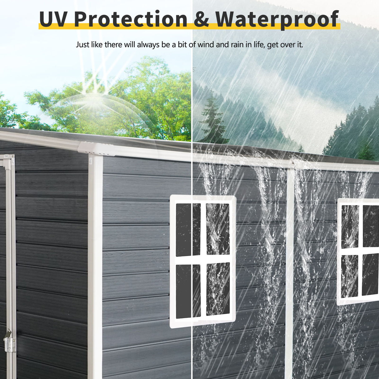 Outdoor Storage Shed Garden Building Waterproof Resin 8x4ft Structure
