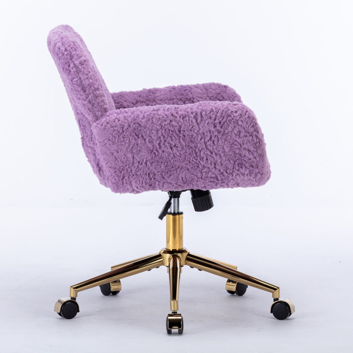 Office Chair, Artificial Rabbit Hair Home Office Chair With Metal Base, Adjustable Desk Chair Swivel Office Chair, Vanity Chair