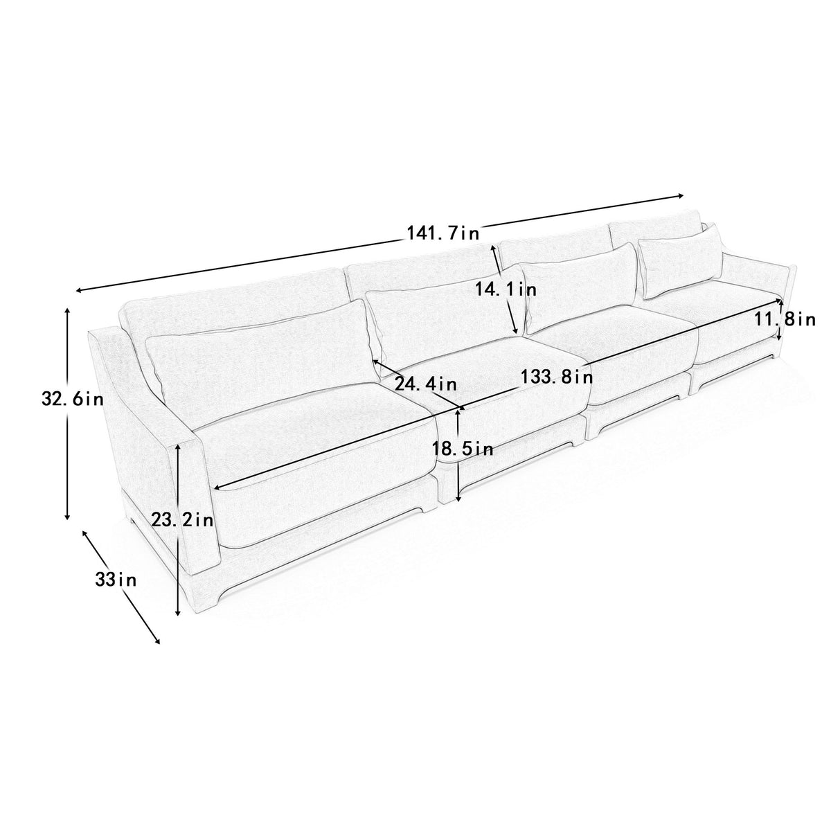 Elegant Sofa With Ergonomic Design And Lumbar Pillows