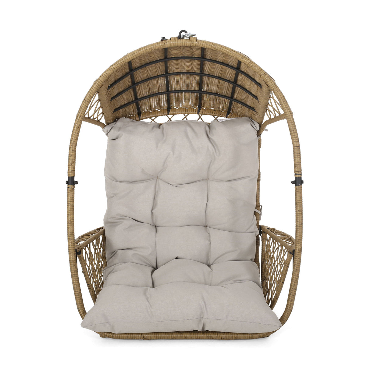 Malia - Outdoor / Indoor Wicker Hanging Chair With Cushion - Brown / Beige