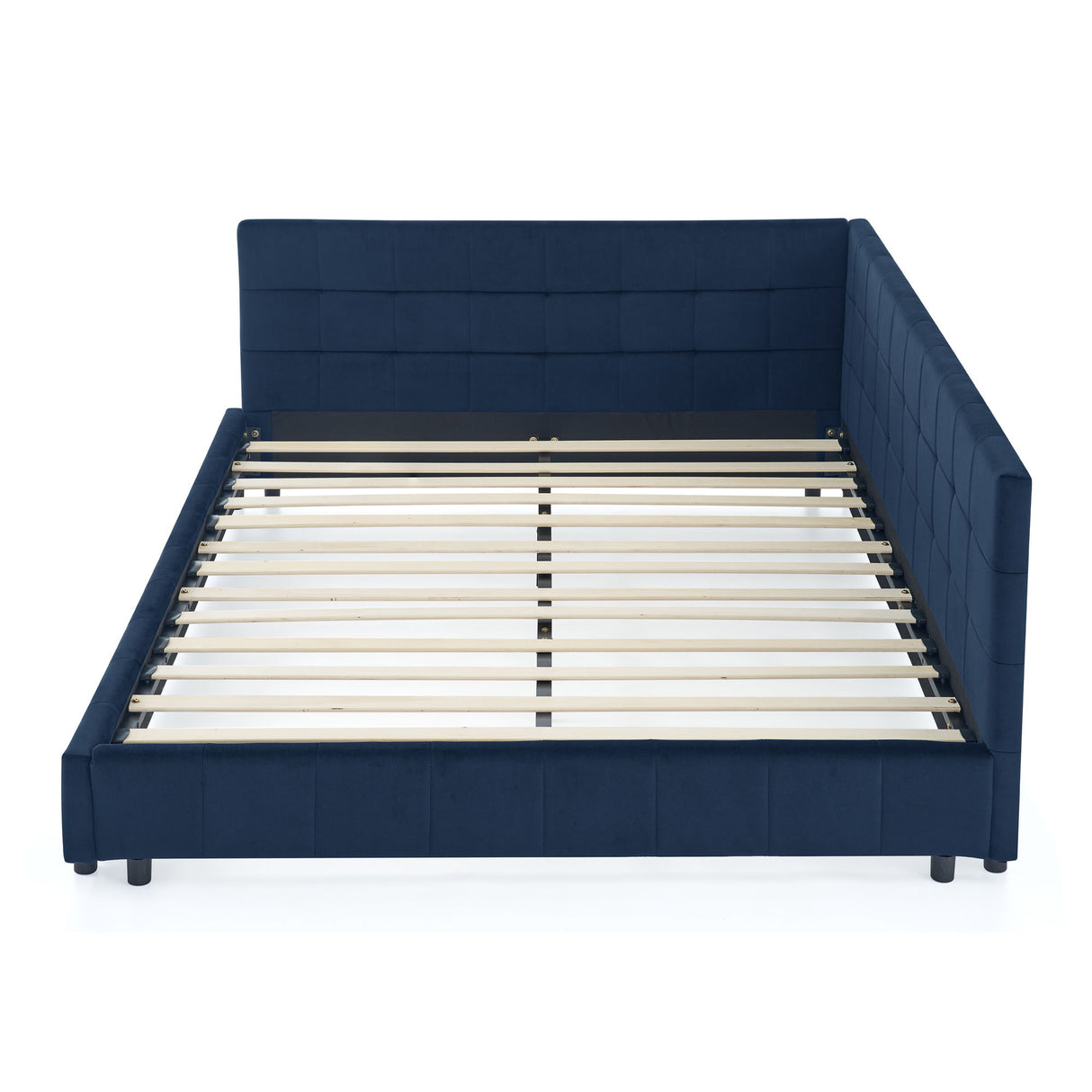 Elegant Design Storage Upholstered Tufted Bed Frame With Backrest And Armrests