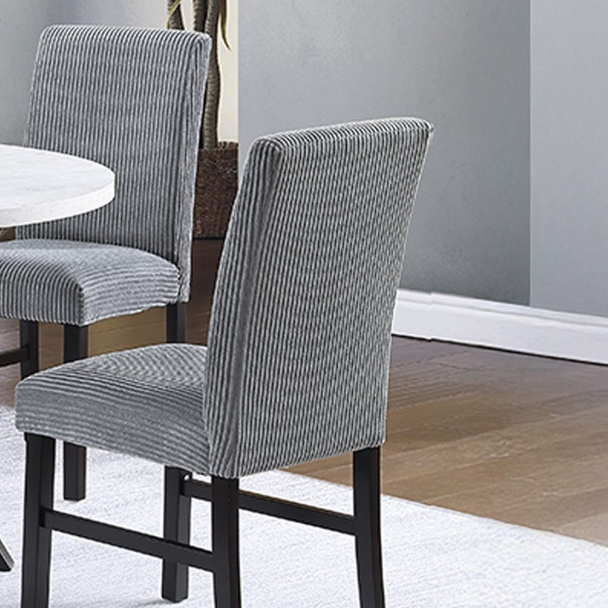 Elegant 5 Piece Dining Set Dark Chairs Top Table With Lower Shelf Kitchen Dining Room