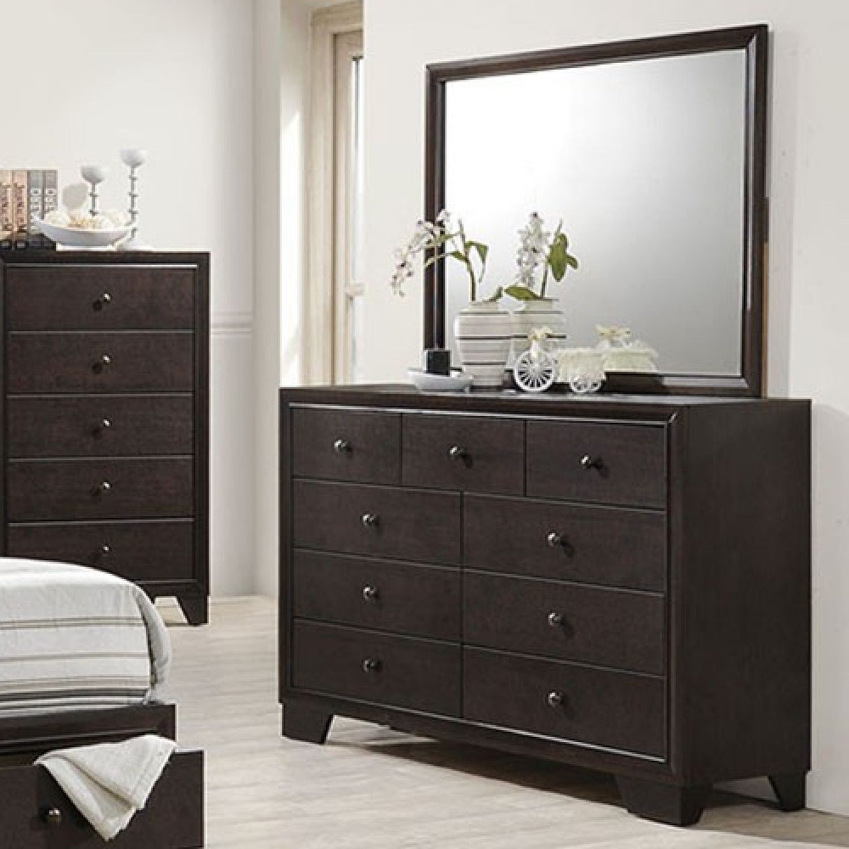 1 Piece Dresser With 9 Drawers - Brown