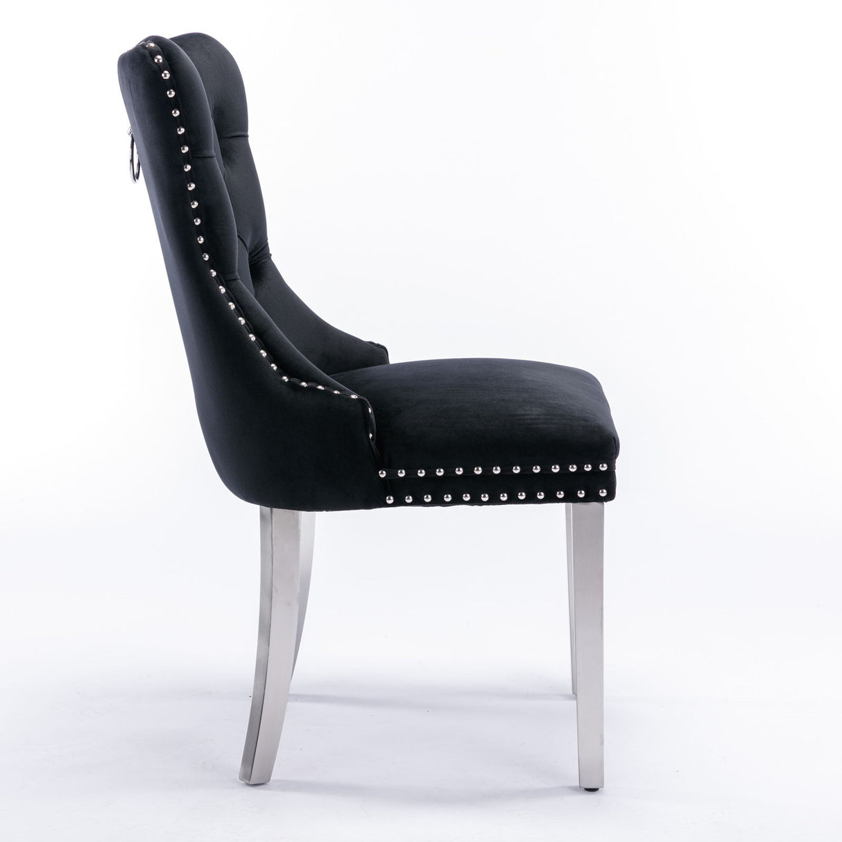 Nikki - Modern, High-End Tufted Solid Wood Contemporary Velvet Upholstered Dining Chair With Chrome Stainless Steel Plating Legs, Nailhead Trim (Set of 2) - Chair Sets - Alpine Outlets