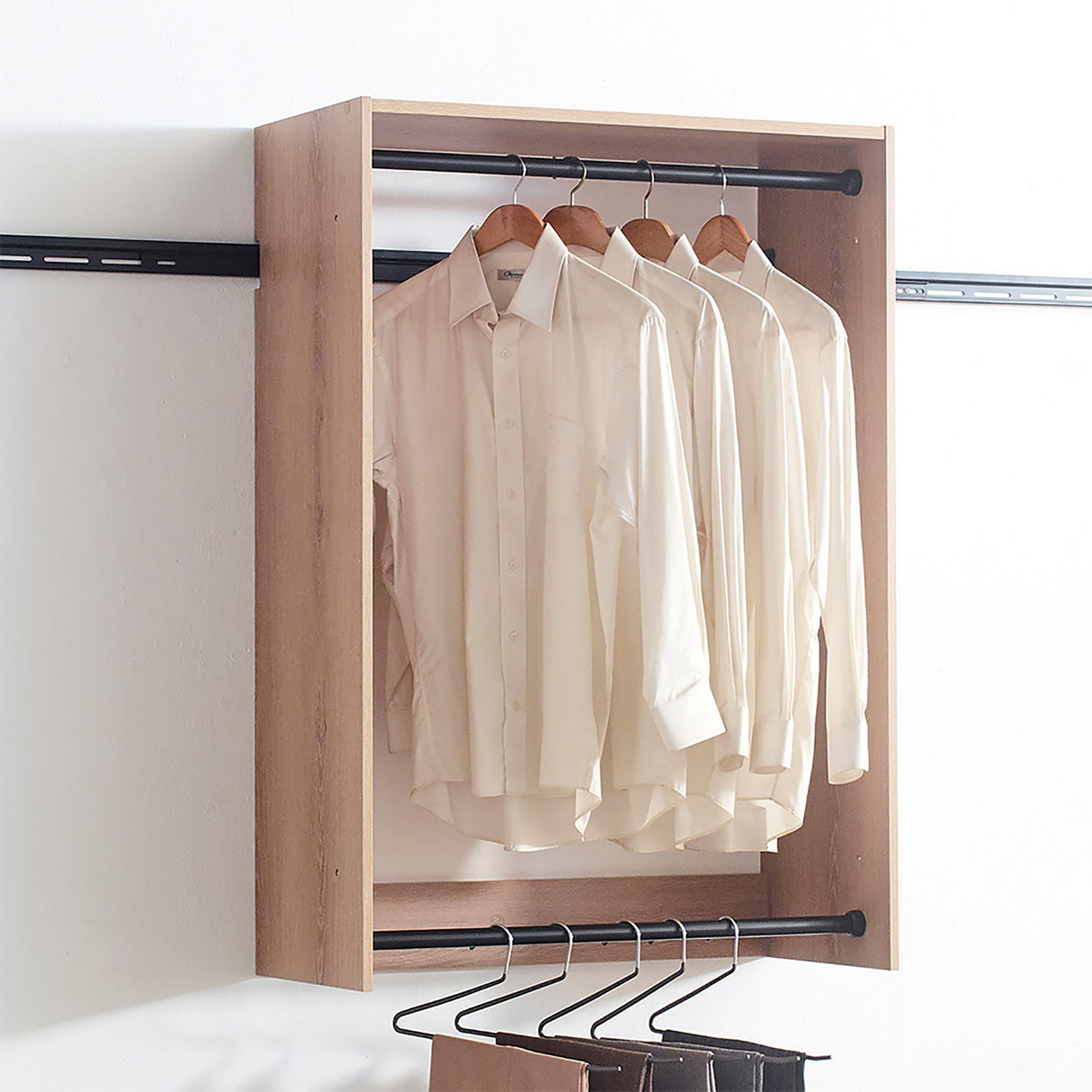 Devi - Wall Mounted Wood Closet System & Modular Design