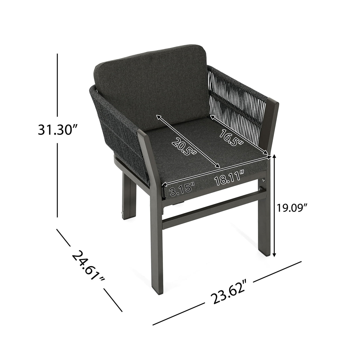 7 Piece Outdoor Dining Set & Table And 6 Chairs - Black / Gray / Teak