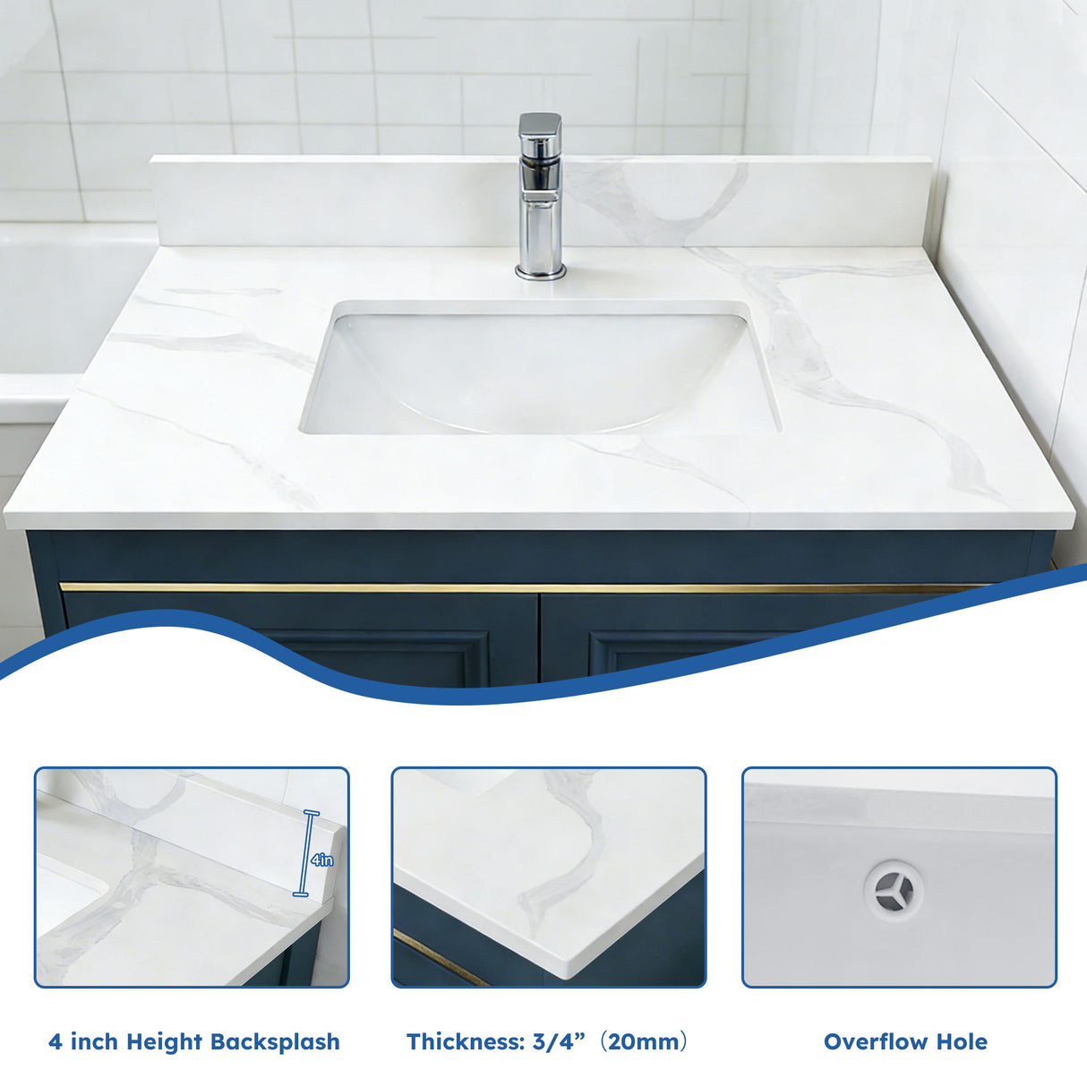 Bathroom Vanity Top With Undermount Single Bowl Sink