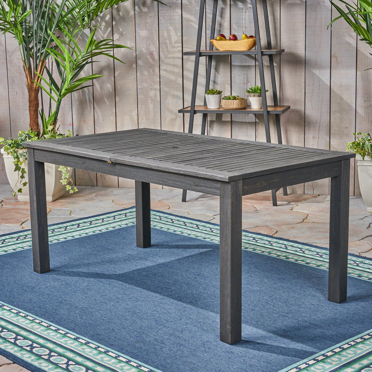 Outdoor Expandable Dining Table With Square Legs