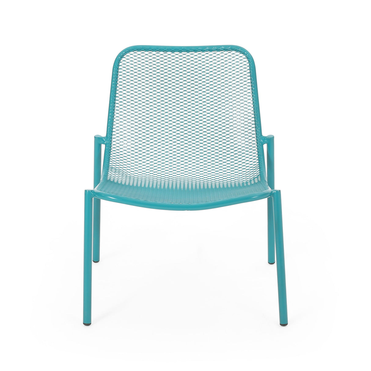 Outdoor Iron Chair With Mesh Design - Teal
