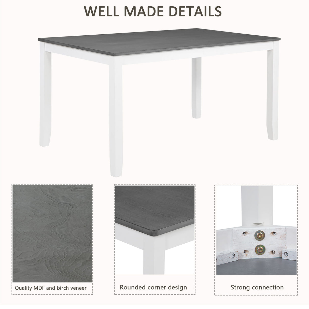 Kitchen Dining Set, Rectangular Dining Table & Upholstered Chairs