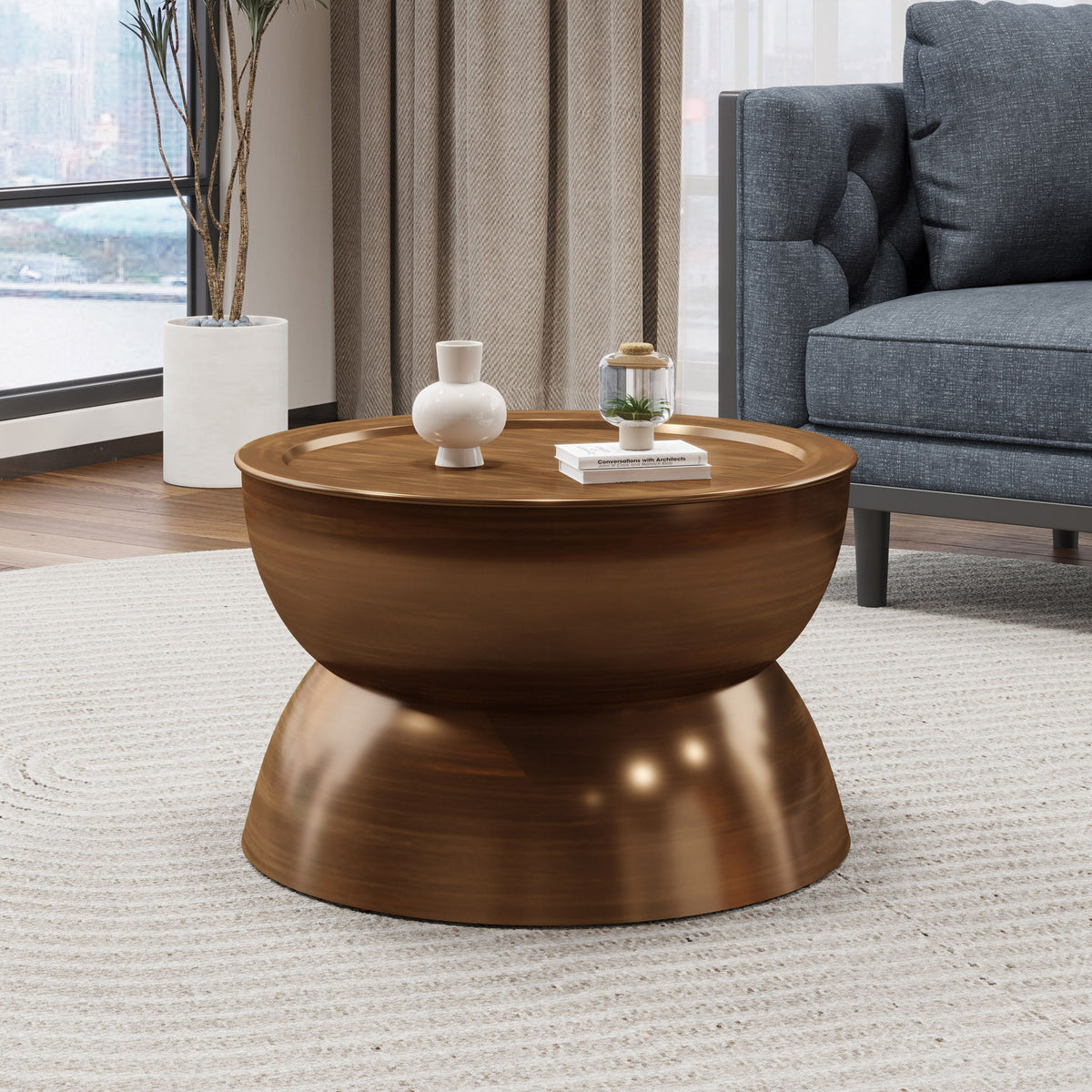 Sparling - Modern Iron Hourglass Coffee Table