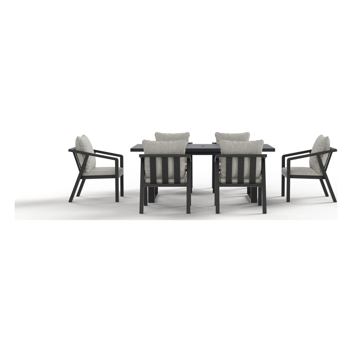 Side view of the Monarch seven-piece outdoor dining set in Light Gray