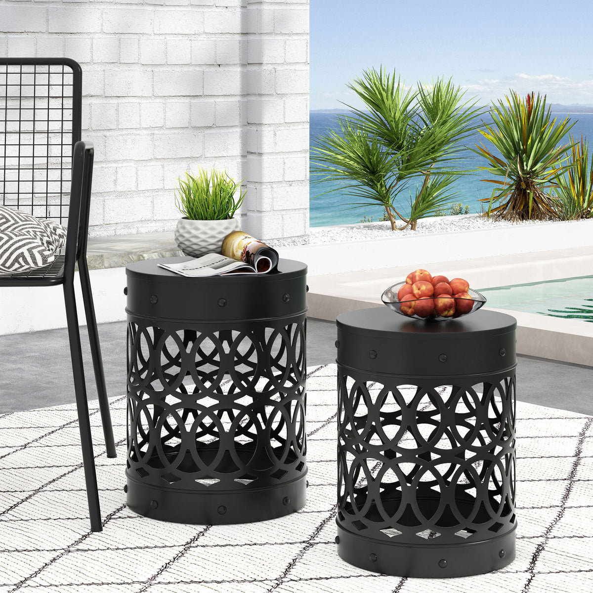 Delight - Powder Coated Iron End Table (Set of 2)