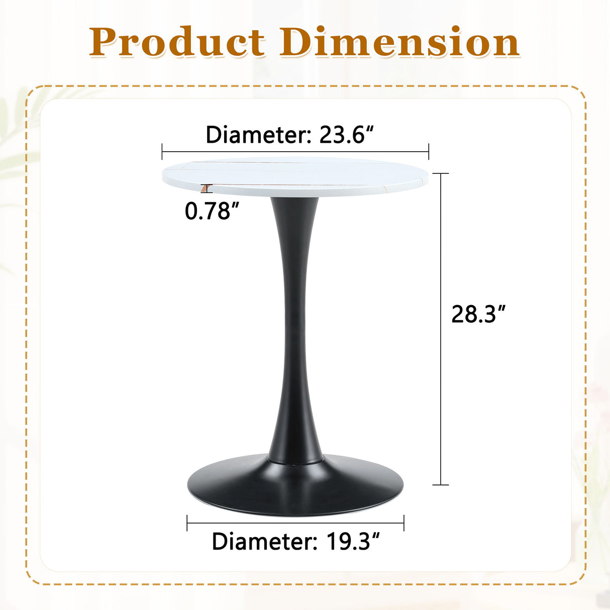 Round Dining Table With Thickened Engineered Wood Top And Metal Pedestal, 23.6" Diameter For Kitchen, Living Room, Small Spaces