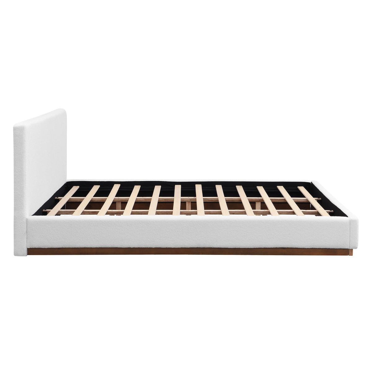 King Size Upholstered Bed With Solid Base Frame - White