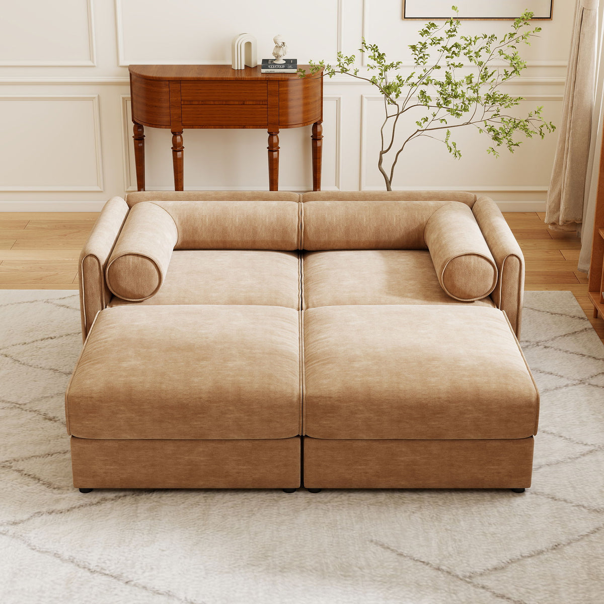 Contemporary Elegant Sofa With Storage And Ottoman