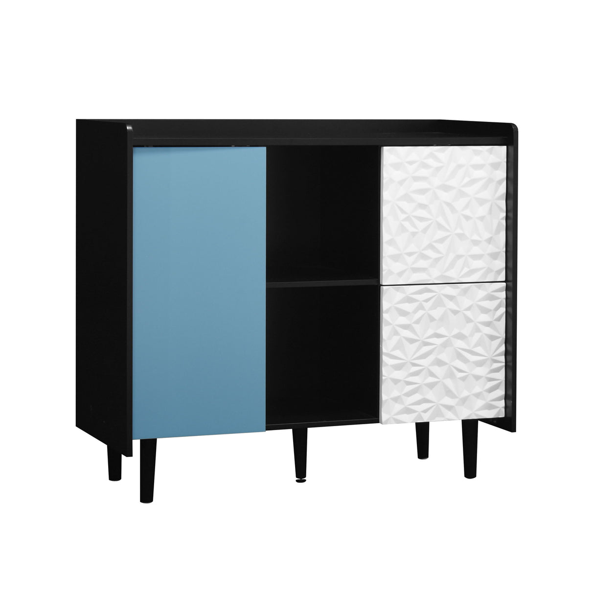 Sideboard Buffet Cabinet with Unique Panel Styling Wood Storage Drawers