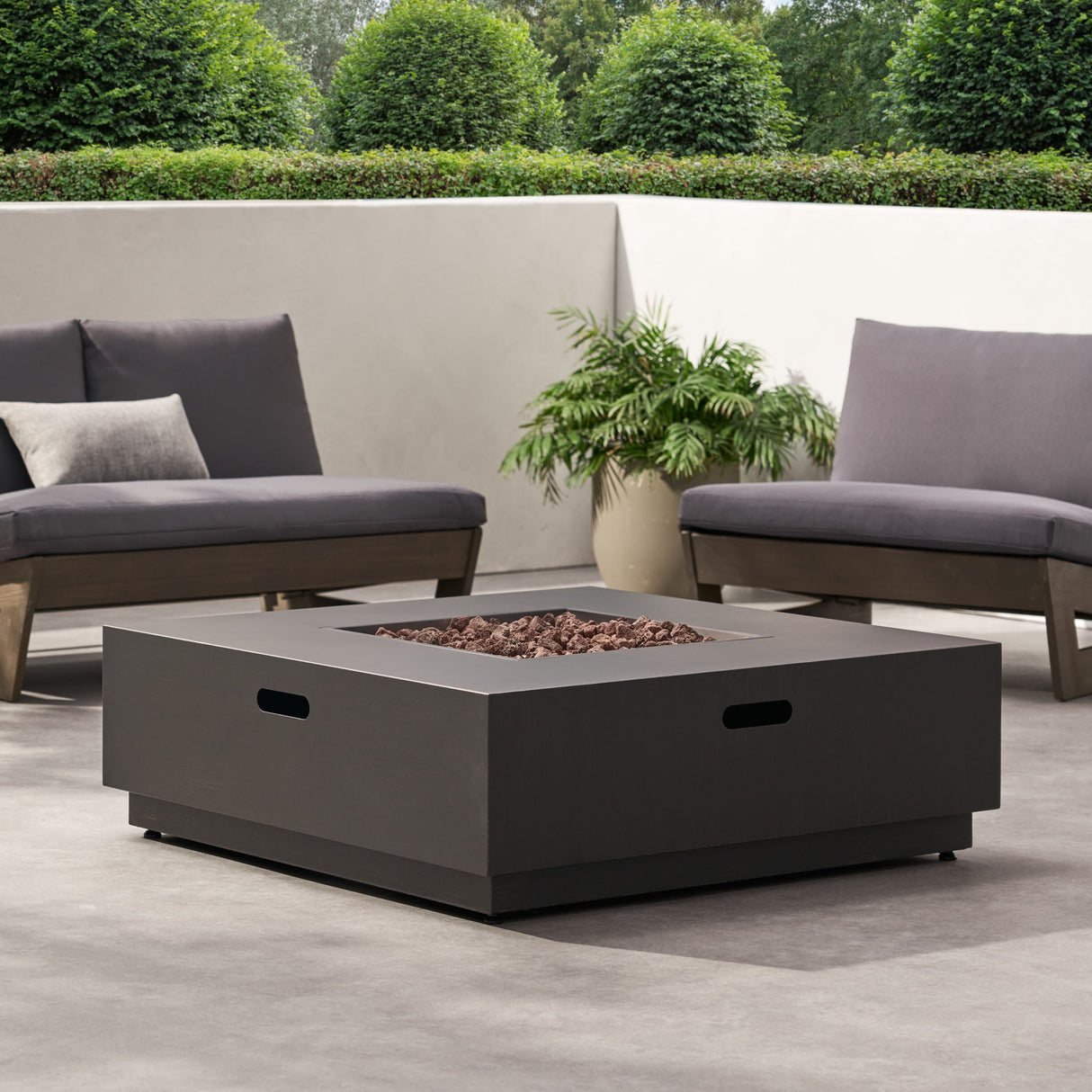 Modern Square Fire Pit Table Outdoor Heater Iron 50000 BTU 39x13in