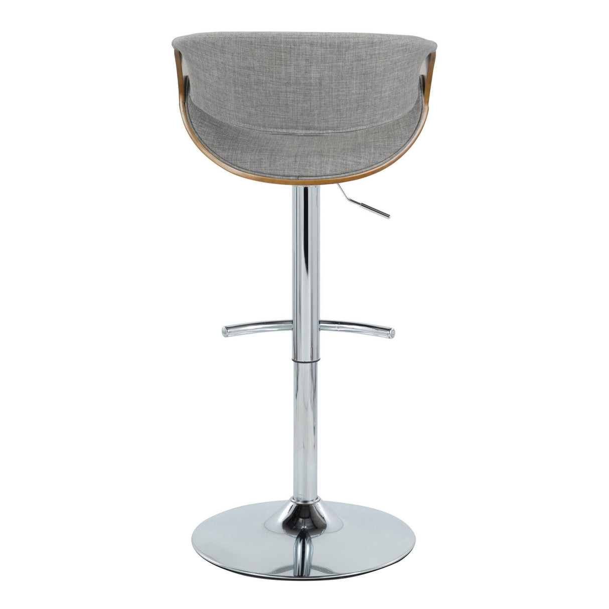 Curvo - Mid Century Modern Adjustable Barstool With Swivel With Rounded T Footrest (Set of 2)