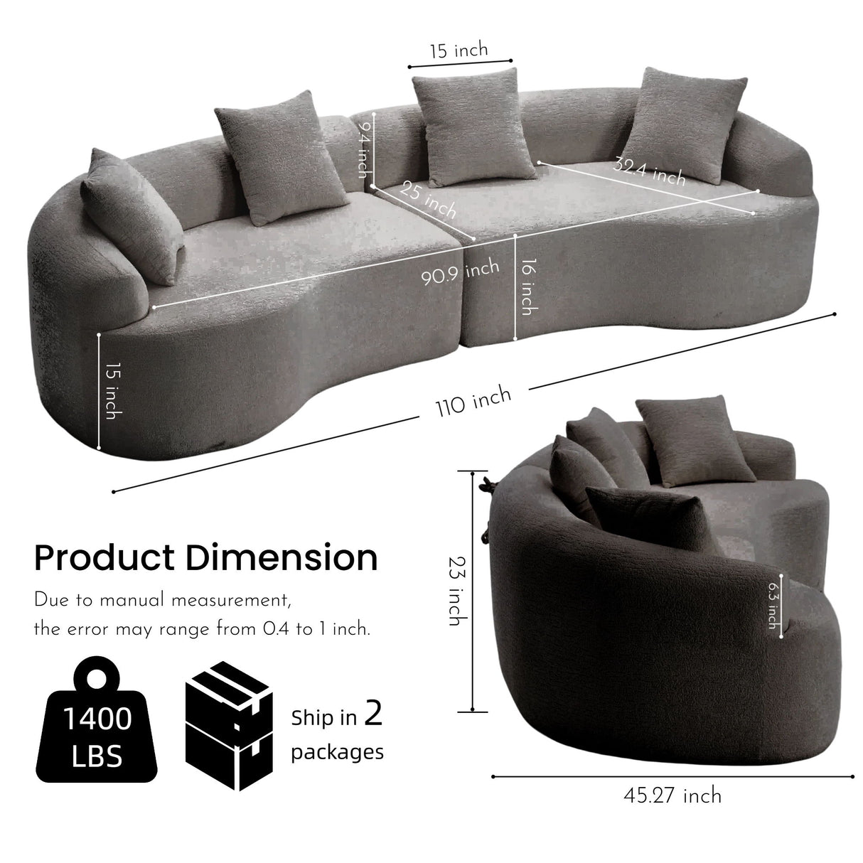 4 Seater Sofa With Fabric, 30D, 60 Hardness Full Sponge, 4 Pillow For Living Room, Home Furniture Sleeper Sectional Sofa For Apartment
