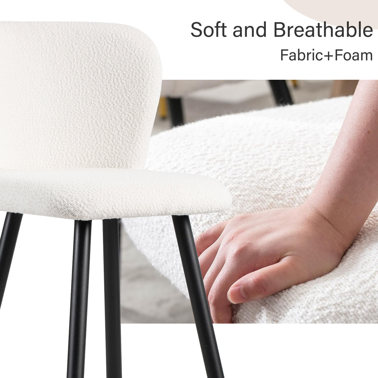 Modern Style Barstool, Tipped Ends, Suitable For Various Decoration Styles - White