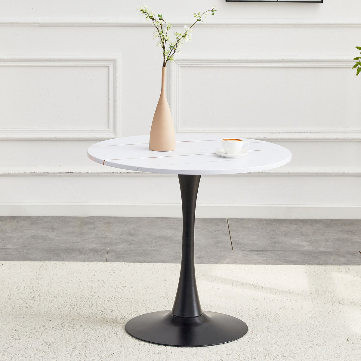 Round Dining Table For Kitchen - Black White