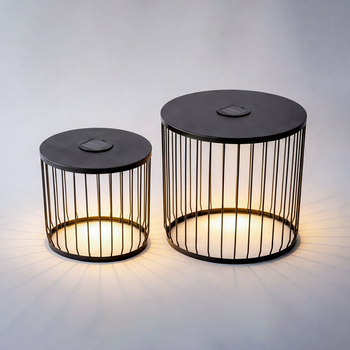 Solar Powered Nesting Side Table Set - Black