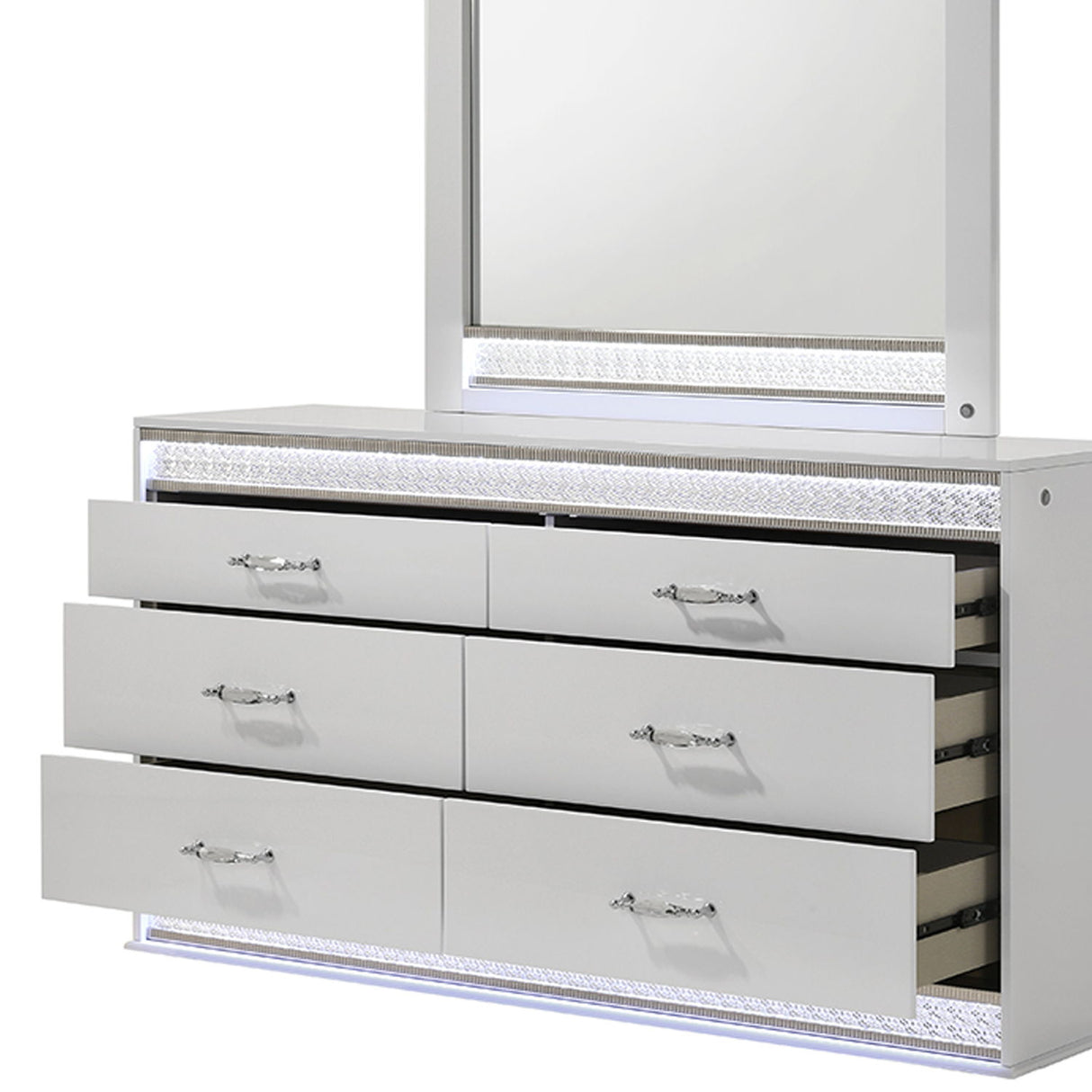 Glam - 6 Drawer Dresser With LED Lighting (Includes Dresser Only) - White