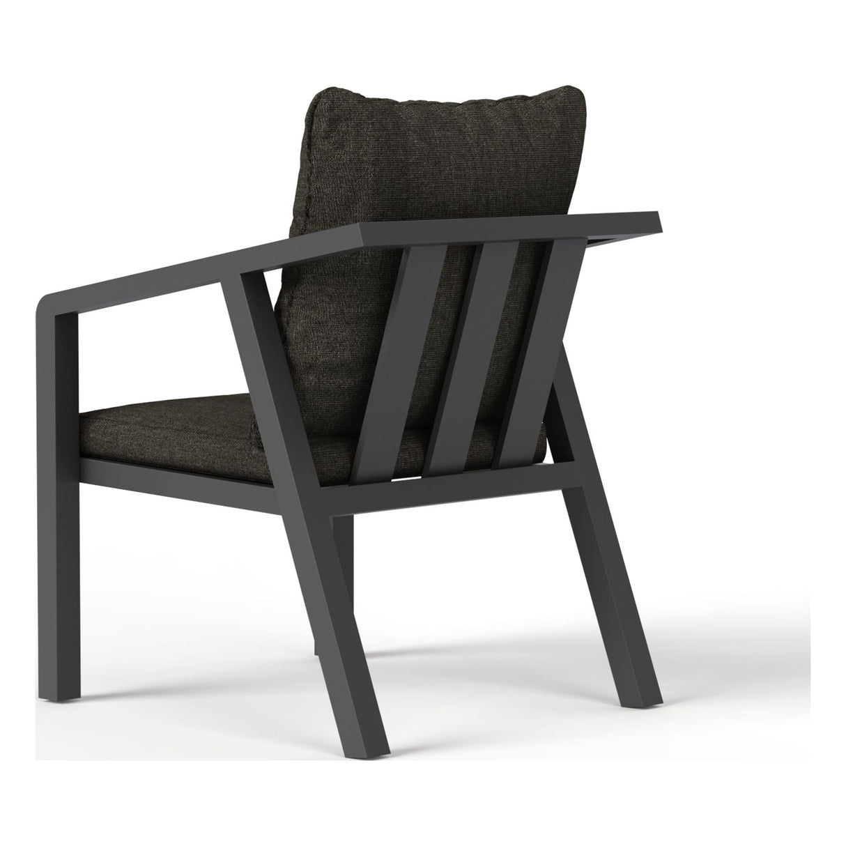 Angled view of a Monarch outdoor dining chair in Charcoal