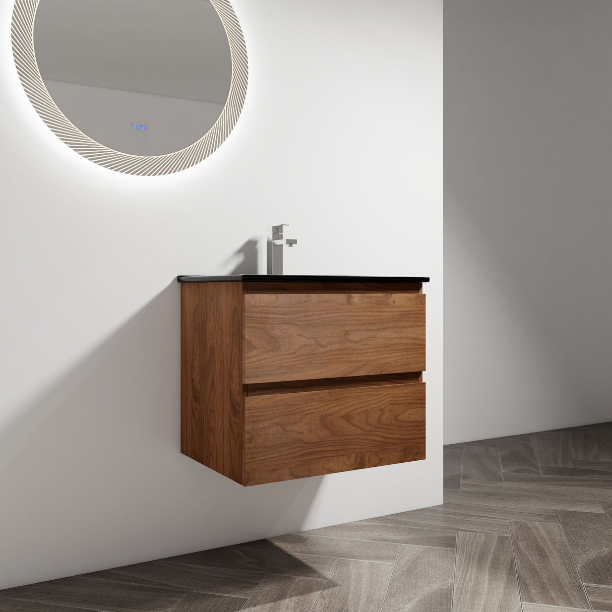 Wall Mounted Bathroom Vanity With Sink, 2 Soft Close Drawers