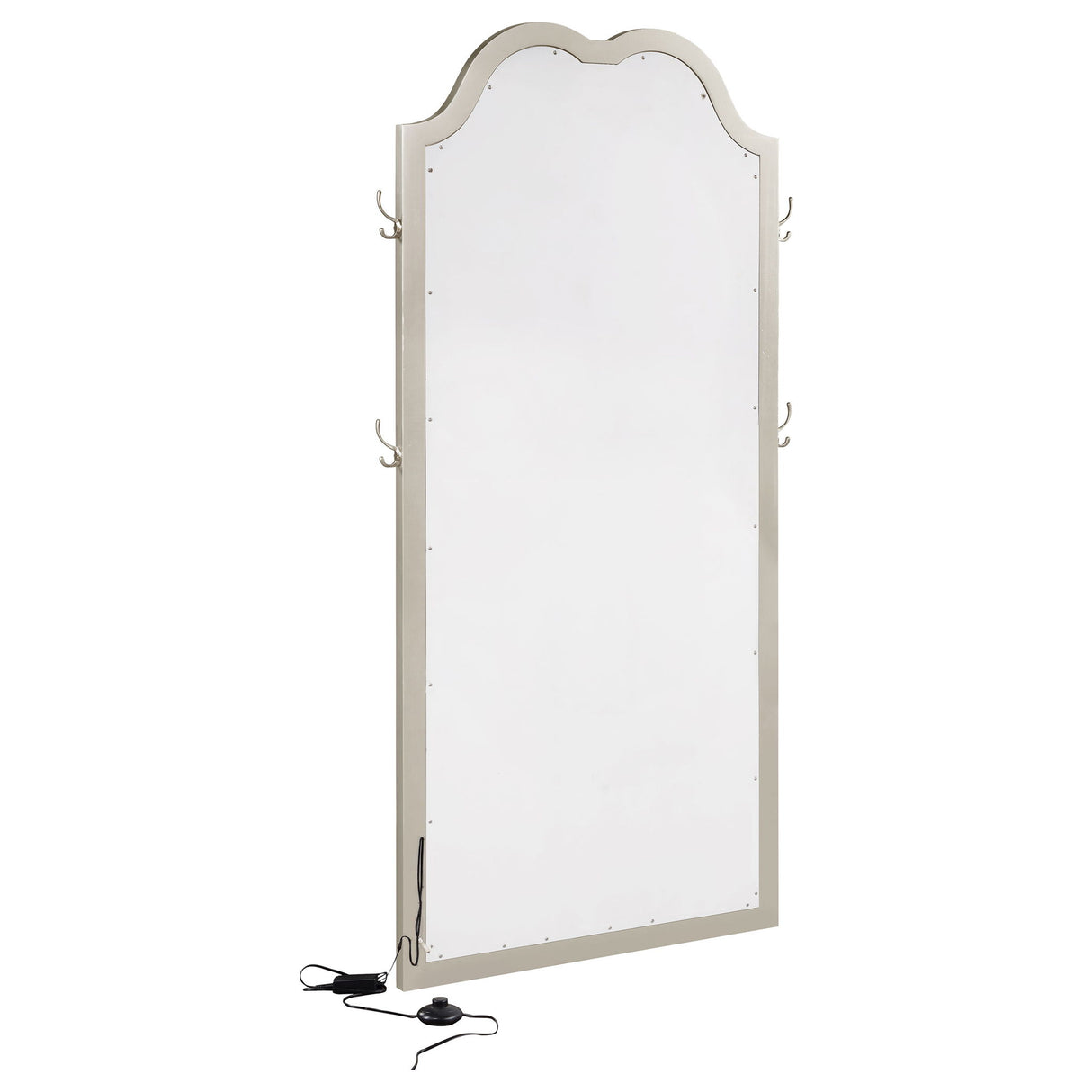 Colwood - Full Floor Mirror With LED Lighting And Storage Hooks - Silver
