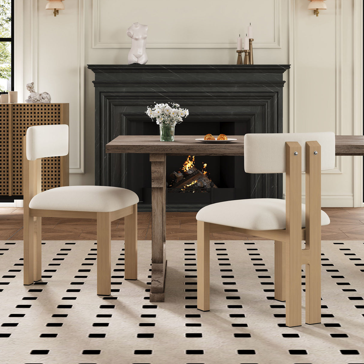 Modern Upholstered Armless Dining Chairs With Metal Legs