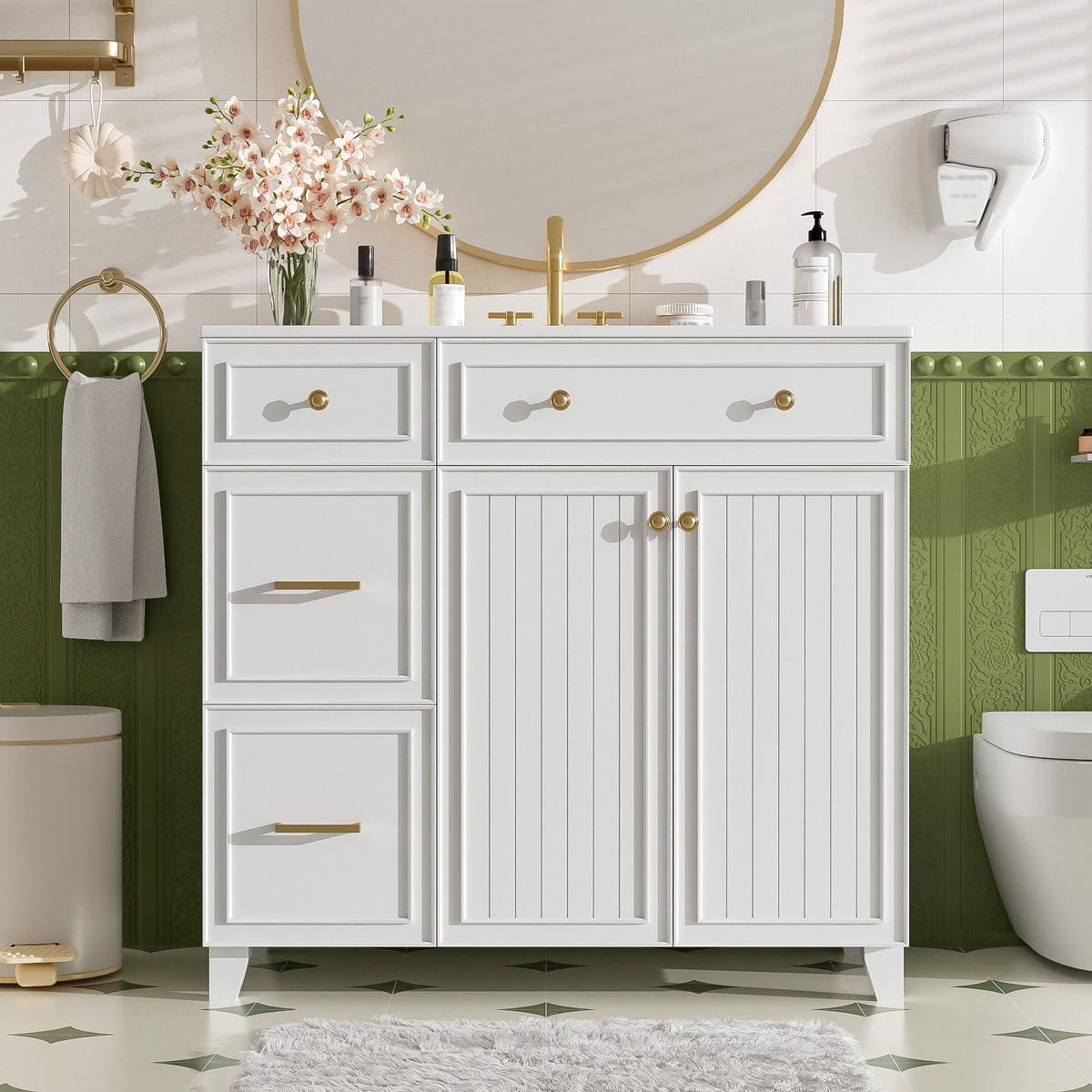 Bathroom Vanity With Sink, Soft Close Doors, Adjustable Shelves