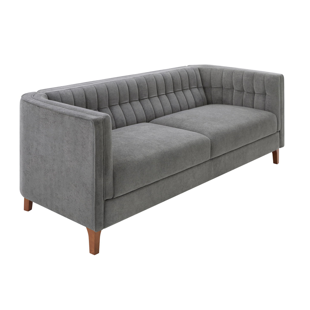 Modern 3 Seater Sofa, Upholstered Couch With Curved Armrests