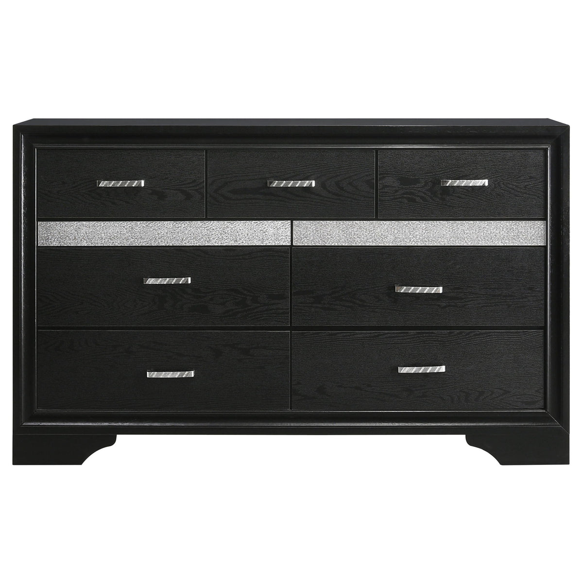 Modern Bedroom Set With Upholstered Headboard And Textured Storage