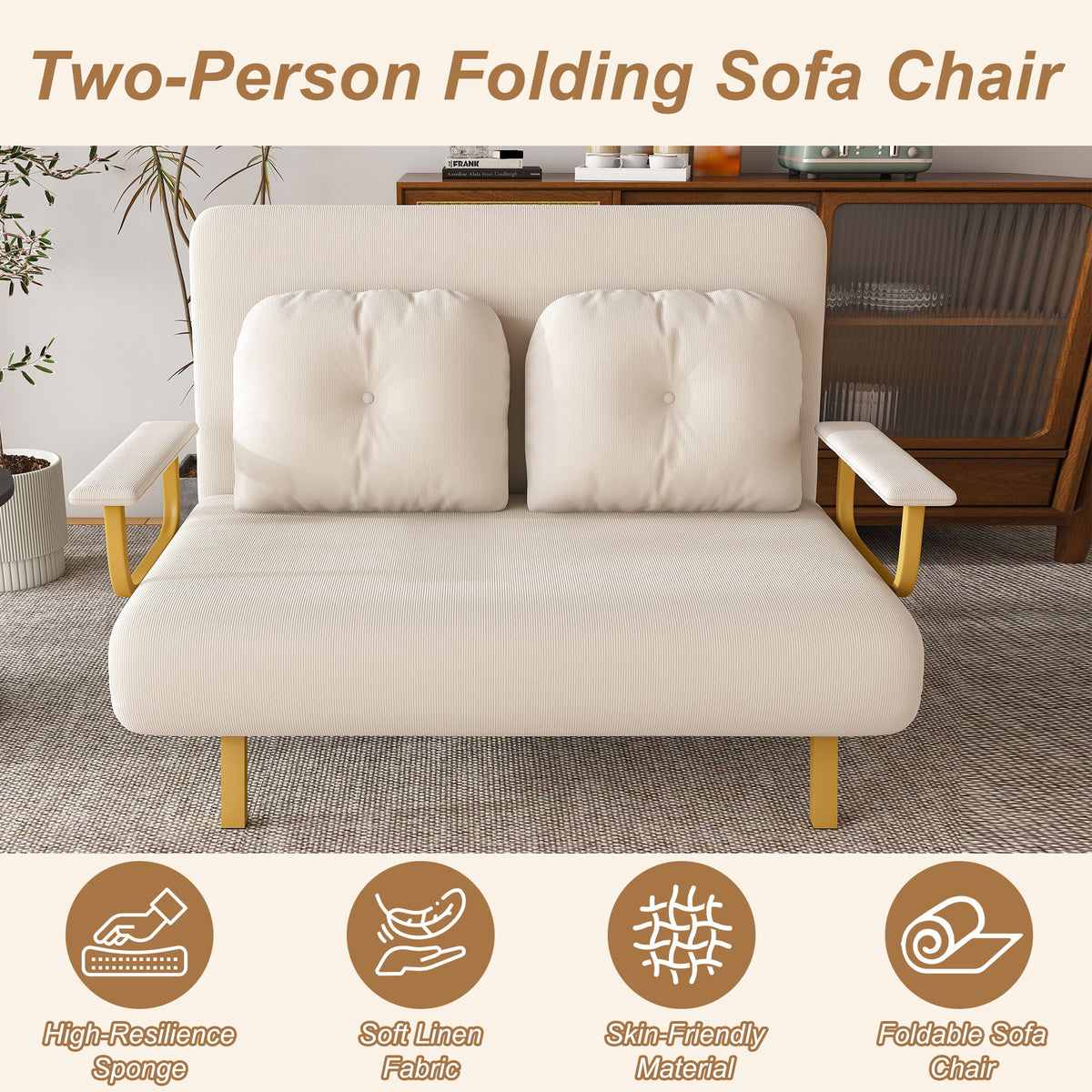 5 In 1 Convertible Sofa Bed For 2 With Adjustable Backrest