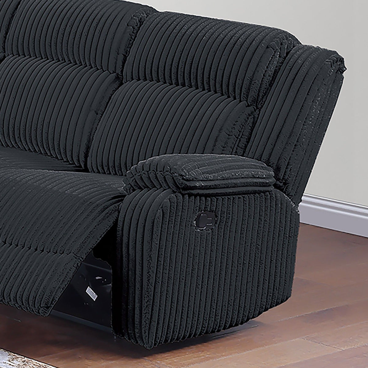 Motion Reclining Sofa With Seat And Adjustable Footrests For Living Room - Black