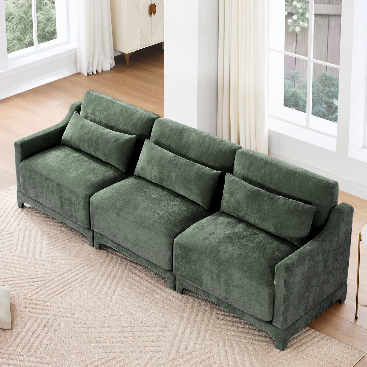 Elegant Sofa With Ergonomic Design And Lumbar Pillows